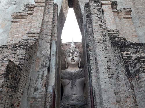 Sukhothai, Turistų Atrakcijos, Wat Si Chum, Kelionė, Archeologinis Saitas, Skulptūra