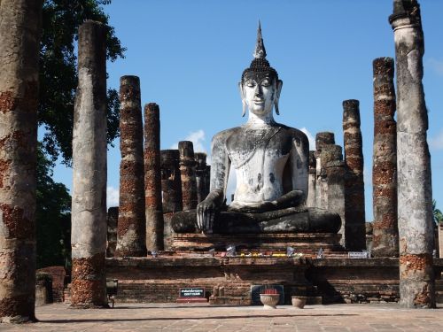 Sukhothai, Tailandas, Šventykla, Griuvėsiai, Budos Figūra
