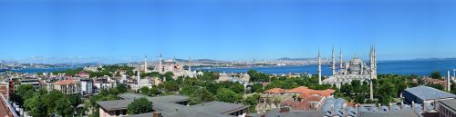 Istanbulas, Panoraminis, Vaizdas, Hagia Sophia, Sultanahmet, Miestas, Mėlyna Mečetė