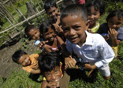 Sumatra, Indonezija, Vaikai, Šypsosi, Laimingas, Mielas, Gamta, Lauke, Šalis, Kaimas