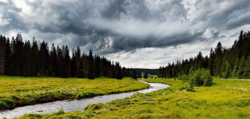 Šumava, Gamta, Srautas, Įlanka, Debesys, Miškas