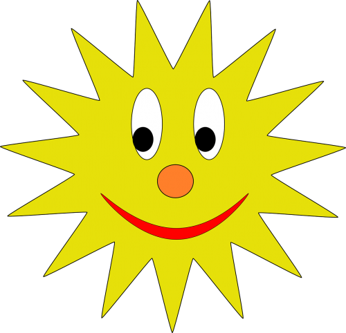 Saulė, Smiley, Šypsosi, Avatar, Saulės Šviesa, Geltona, Piktograma, Animacinis Filmas, Nemokama Vektorinė Grafika