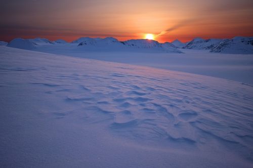 Saulėtekis, Kietėjantys Ledo Laukai, Sniegas, Šaltas, Spalvinga, Dangus, Sušaldyta, Kenai Fjordų Nacionalinis Parkas, Alaska, Usa, Gamta