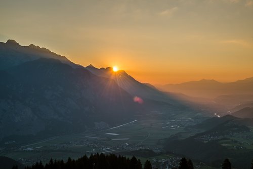 Sunrise,  Oberperfuss,  Tyrol,  Austrija,  Orų,  Saulė,  Turizmas