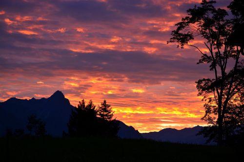 Saulėtekis, Rytas, Dangus, Morgenstimmung, Afterglow, Saulėlydis, Kalnai, Alpių