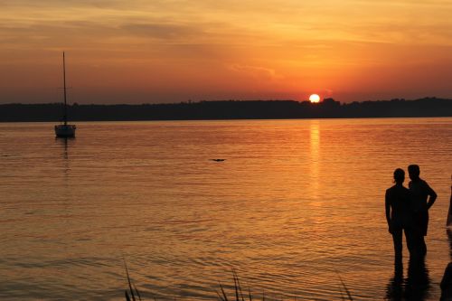 Saulėlydis, Ežeras, Gamta, Vanduo, Romantika, Abendstimmung, Saulė, Kraštovaizdis, Vakaras, Boot