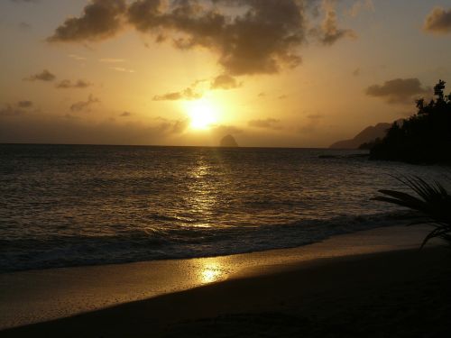 Saulėlydis, Dangus, Papludimys, Martinique, Roko Deimantas, Kraštovaizdis, Gamta