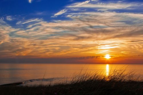 Saulėlydis, Vakaras, Jūra, Vasara, Holland, Papludimys, Šiaurės Jūra, Debesys, Afterglow, Dangus, Vakarinis Dangus, Dusk, Kraštovaizdis, Vanduo, Ežeras