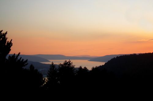 Saulėlydis, Ežeras, Kraštovaizdis, France, Gamta