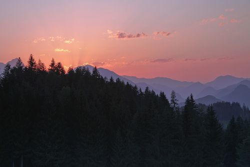 Saulėlydis, Alpių, Afterglow, Apšvietimas, Abendstimmung, Vakarinis Dangus, Austria, Gamta, Kalnai
