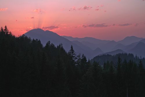 Saulėlydis, Alpių, Afterglow, Apšvietimas, Abendstimmung, Vakarinis Dangus, Austria, Gamta, Kalnai