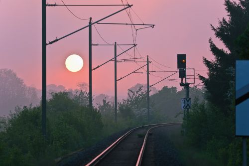 Saulėlydis, Atrodė, Abendstimmung, Geležinkelis, Geležinkelio Bėgiai, Kontaktinis Tinklas, Traukiniai