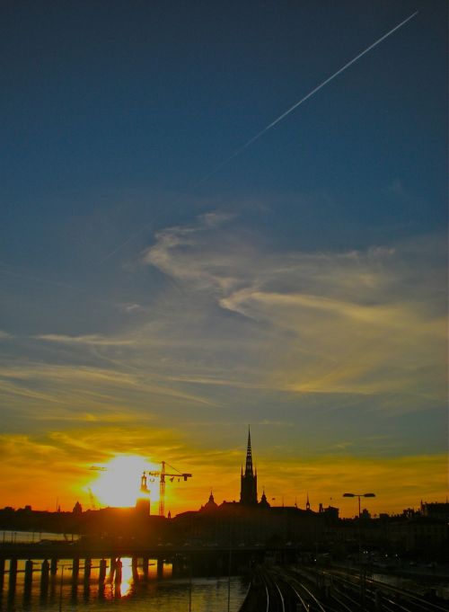 Saulėlydis, Miestas, Himmel, Debesis, Senamiestis, Stockholm, Horizontas, Panorama