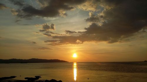 Saulėlydis, Kota Kinabalu, Sabah, Malaizija, Jūros Dugnas, Atogrąžų, Horizontas