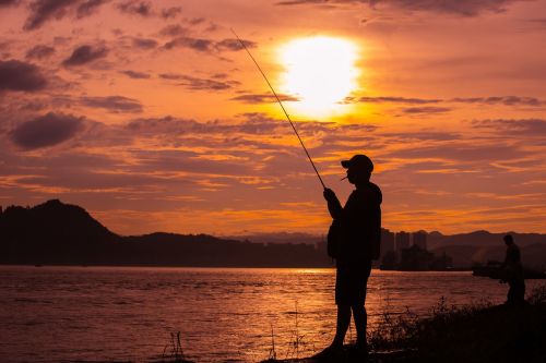 Saulėlydis, Žvejybos Žmonės, Siluetas, Yichang Upė