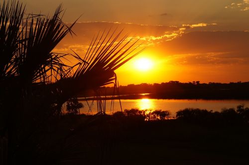 Saulėlydis, Botsvana, Kraštovaizdis, Afterglow, Thamakalane Upė