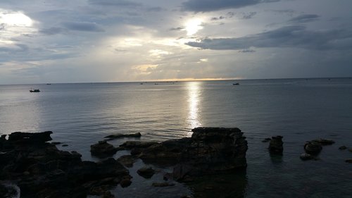 Saulėlydžio,  Vandens,  Dawn,  Jūra,  Prieblanda,  Phu Quoc Sala,  Vietnamas