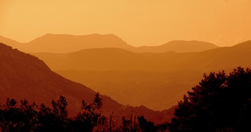 Saulėlydžio,  Dawn,  Panoraminis,  Kalnas