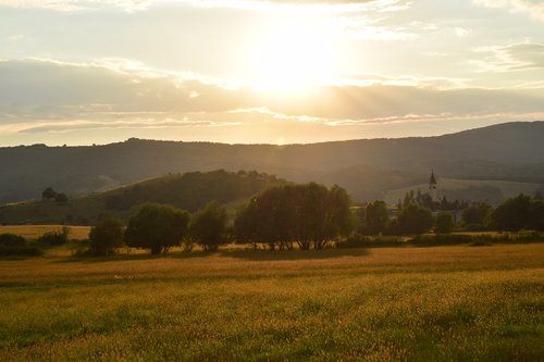 Saulėlydžio,  Kraštovaizdis,  K,  Pobūdį,  Dieną S,  Vasara,  Medžiai