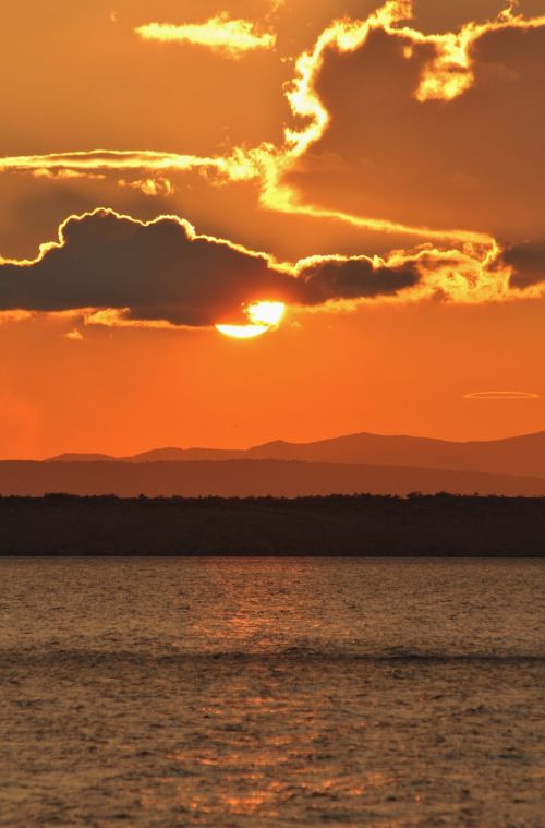 Saulėlydis, Abendstimmung, Gamtos Dangus, Vanduo, Debesys