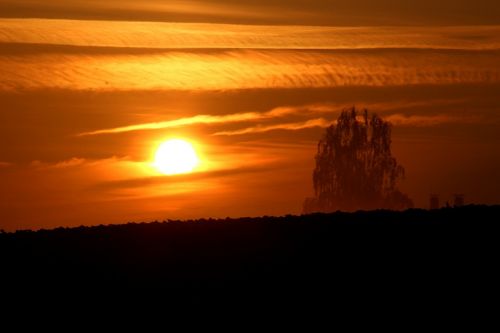 Saulėlydis, Vakarinis Dangus, Gamta, Abendstimmung, Kraštovaizdis, Laukas