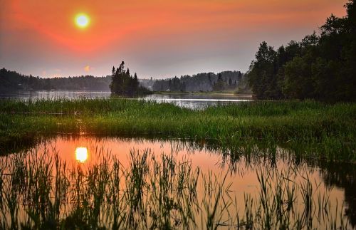 Saulėlydis,  Ežeras,  Kraštovaizdis,  Vasara,  Twilight,  Kontrastas,  Saulė,  Québec