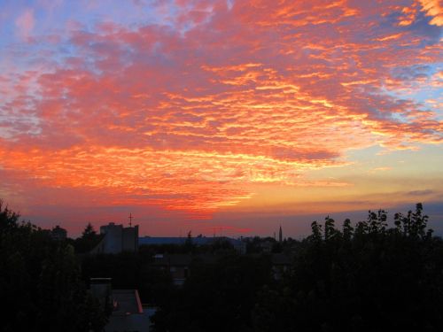 Saulėlydis, Debesys, Saulė, Dangus, Oranžinė, Vakaras, Twilight, Miestas