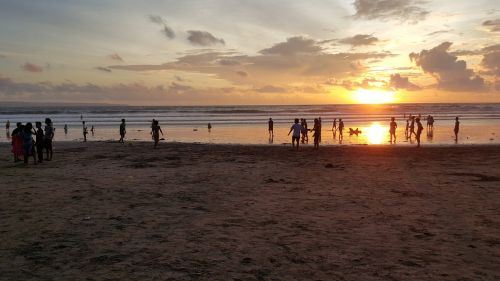 Saulėlydis Prie Kuta Beach Bali, Indonezija, Saulėlydis, Atostogos, Kelionė, Turizmas, Papludimys