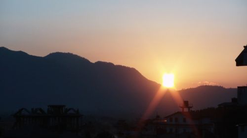 Katmandu,  Nepalas,  Kalnas,  Saulė,  Saulėlydis,  Saulėlydis Kalnuotose Katmandu.