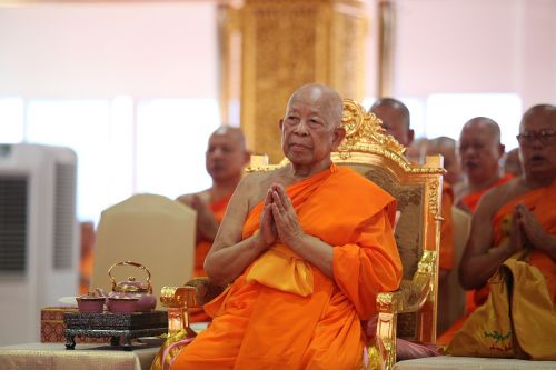 Aukščiausiasis Patriarchas, Budistinis, Patriarchas, Kunigai, Senyvo Amžiaus, Šventykla, Tailandas, Oranžinė, Apranga, Budizmas