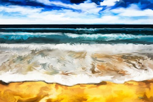 Naršyti Paplūdimio Tapyba Paplūdimio Potvynis, Akvarelė, Menas