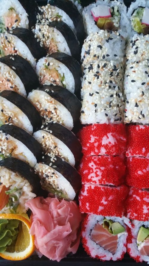 Sushi, Maistas, Asian, Japanese, Roll, Ryžiai, Žuvis, Jūros Gėrybės, Japonų Maistas, Šviežias, Japonija