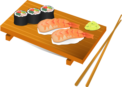 Sushi, Lazdelės, Žuvis, Maistas, Japonija, Japanese, Ryžiai, Nigirizushi, Makizushi, Temaki, Nemokama Vektorinė Grafika