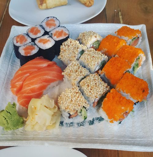 Sushi, Maistas, Japonija, Lašiša, Plokštė