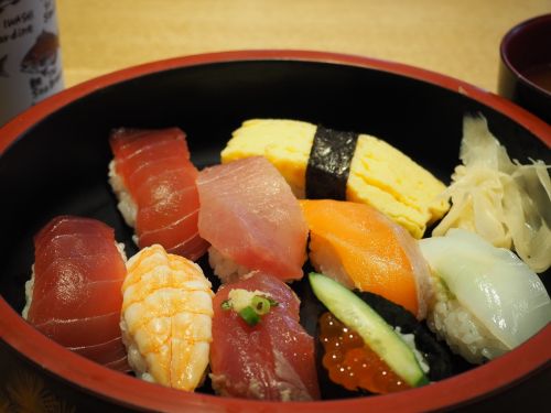 Sushi, Kiaušinis, Lašiša, Krevetės, Tunų, Lašišos Ikrai, Pietūs, Japonija