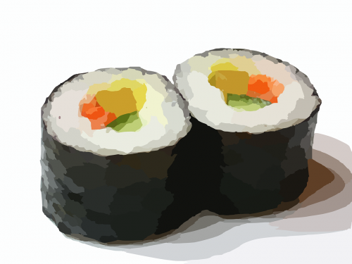 Sushi Roll, Sushi, Maistas, Kinai, Žuvis, Roll, Japanese, Virtuvė, Ryžiai, Nemokama Vektorinė Grafika