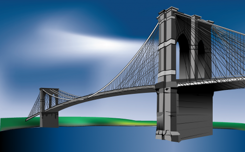 Kabantis Tiltas, Bruklino Tiltas, Tiltas, Upė, Dangus, Nemokama Vektorinė Grafika
