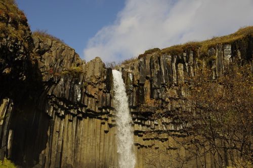 Svartifoss, Iceland, Vatnajökull Nacionalinis Parkas, Krioklys, Juodas Kritimas, Bazaltas, Skaftafell, Kraštovaizdis, Vanduo