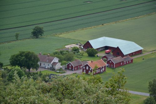 Sverige, Švedija, Sodyba, Panorama, Kraštovaizdis, Pastatas, Žalias, Žemdirbystė, Kaimas