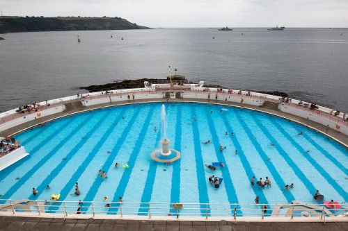 Plaukiojimo Baseinas, Pusė Raundo, Jūra, Žalsvai Mėlyna, Plymouth, Anglija, Devon