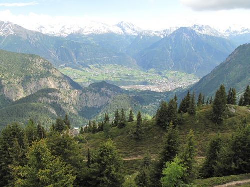 Šveicarija, Vista, Panorama, Sniegas, Kalnai, Miestas, Miškas