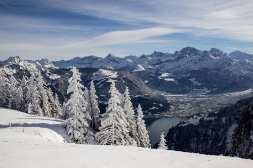 Šveicarija, Žiema, Kraštovaizdis, Sniegas, Kalnai, Žiemą, Medžiai, Snieguotas, Centrinė Šveicarija