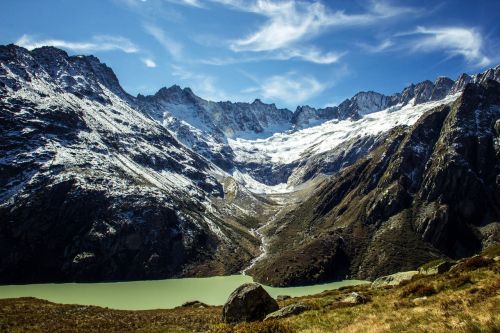 Šveicarija, Ensign Alp Ežeras, Kalnai, Kraštovaizdis, Sniegas, Gamta, Alpių, Peizažai, Dangus