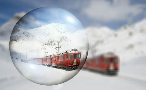 Šveicarija, Traukinys, Žiema, Sniegas, Kalnai, Kalnų Geležinkelis, Alpių