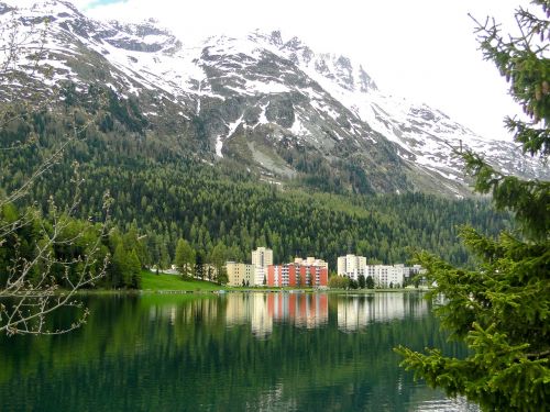 Šveicarija, St Moritz, Kraštovaizdis, Kalnai, Ežeras, Gamta, Perspektyva