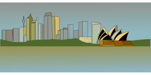 Sidnėjus, Australia, Pastatai, Miestas, Operos Teatras, Panorama, Miesto Panorama, Nemokama Vektorinė Grafika