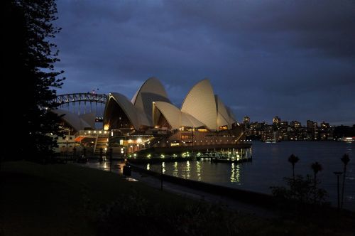 Sidnėjus, Opera, Australia, Orientyras, Naktis, Sidnėjaus Operos Rūmai, Uostas, Architektūra