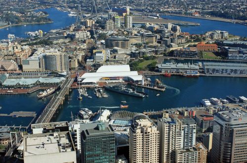Sidnėjus, Linksmas Uostas, Uostas, Iš Viršaus, Perspektyva, Miesto Vaizdas