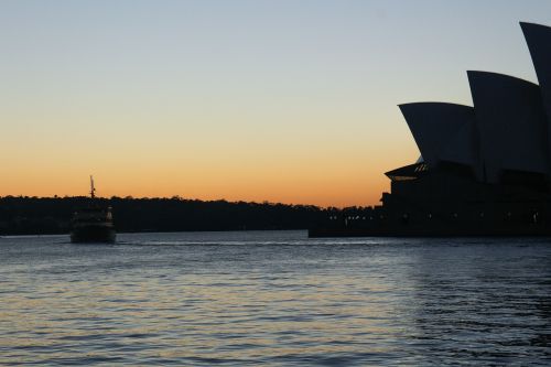 Sidnėjaus Operos Rūmai, Sidnėjus, Siluetas, Uostas, Sidnėjaus Uostas, Saulėtekis