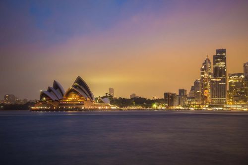 Sidnėjaus Operos Rūmai, Sidnėjus, Australia, Sidnėjaus Uostas, Miestas, Naktis